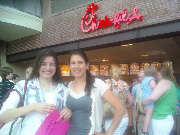 Lorena and Kelly support traditional marriage at Chick-fil-A