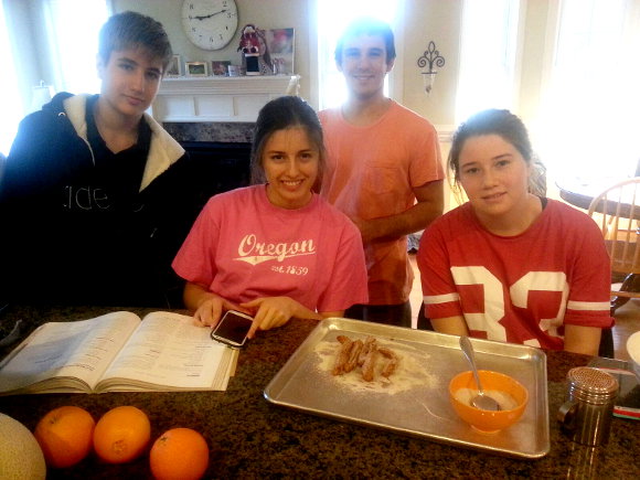 Making churritos with the cousins