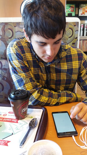 Christian tests his new Samsung Galaxy Note 4 at McDonalds