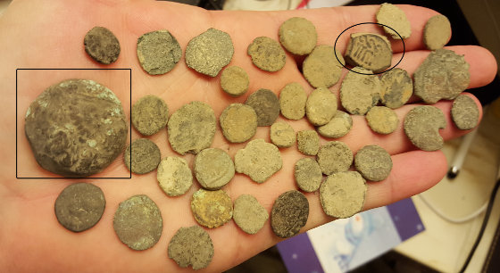 Ancient coins from the top